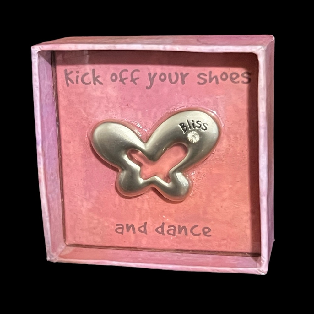 By GANZ - Bliss Gold Butterfly Pin w/ Gem in Decorative Trinket Box w/Message